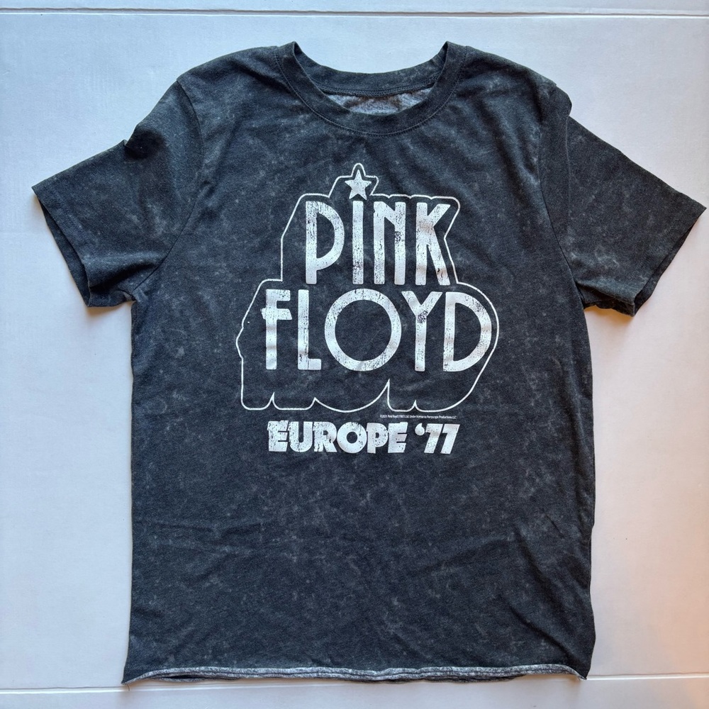 Abercrombie Kids Black gray Pink‎ Floyd  Europe 77 tour  Tee Sz 11/12 girls
